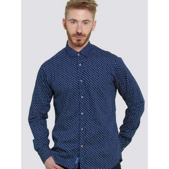 D555 Bainton Long Sleeve Shirt Navy - Skjorter - Store skjorter - 2XL-8XL