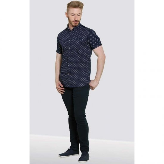 D555 Barrington Short Sleeve Shirt Navy - Skjorter - Store skjorter - 2XL-8XL