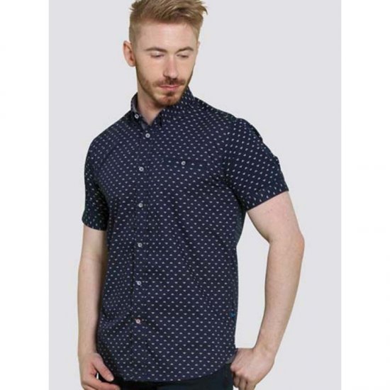 D555 Barrington Short Sleeve Shirt Navy - Skjorter - Store skjorter - 2XL-8XL