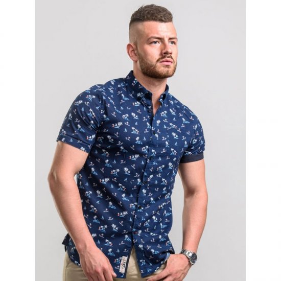 D555 Davian Hawaii Shirt Navy - Skjorter - Store skjorter - 2XL-8XL