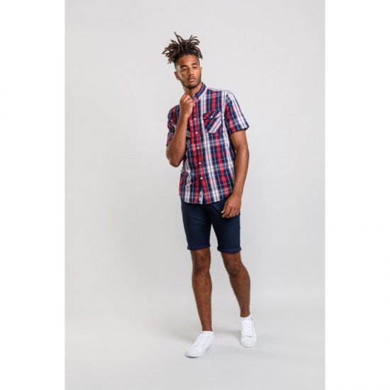 D555 Terell Shirt Navy/Red - Skjorter - Store skjorter - 2XL-8XL