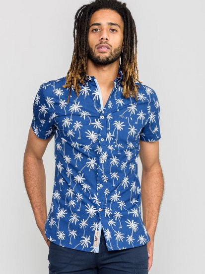 D555 BURLEY Palm Tree Print Shirt - Skjorter - Store skjorter - 2XL-8XL