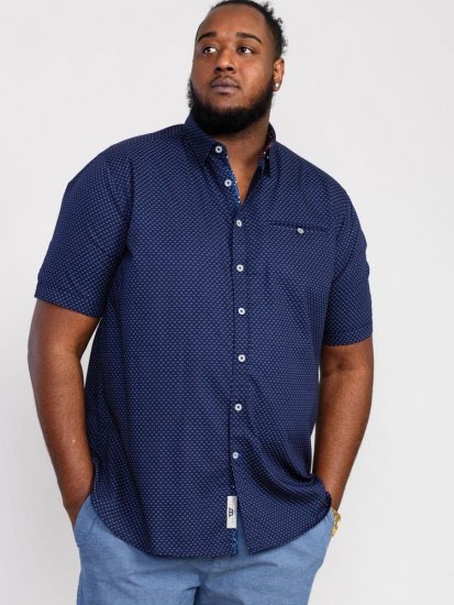 D555 Telford S/S Micro Ao Print Shirt Navy - Skjorter - Store skjorter - 2XL-8XL