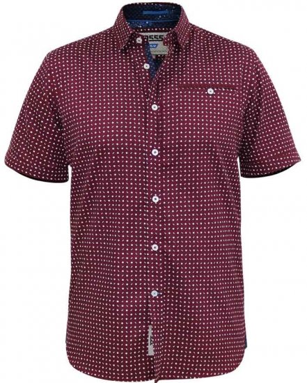 D555 Hillcrest S/S Micro Ao Print Shirt Burgundy - Skjorter - Store skjorter - 2XL-8XL