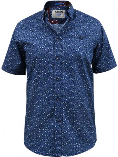 D555 Tristain S/S Floral Ao Print Shirt Navy - Skjorter - Store skjorter - 2XL-8XL