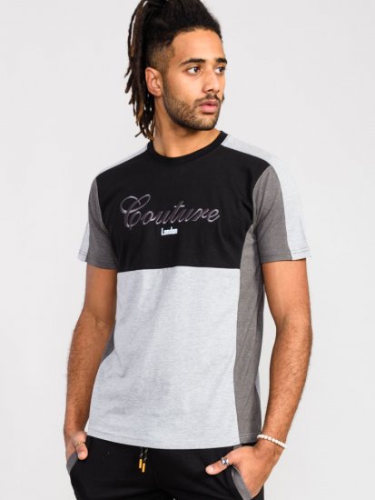 D555 Felix Couture Crew Neck Cut And Sew T-Shirt Black/Charcoal - T-skjorter - Store T-skjorter - 2XL-14XL