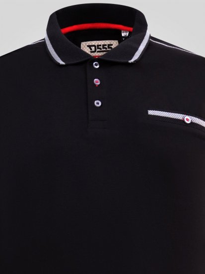 D555 Potts Jersey Polo With Jacquard Collar & Cuffs Svart - Polo- & piqueskjorter - Poloskjorte i store størrelser - 2XL-8XL