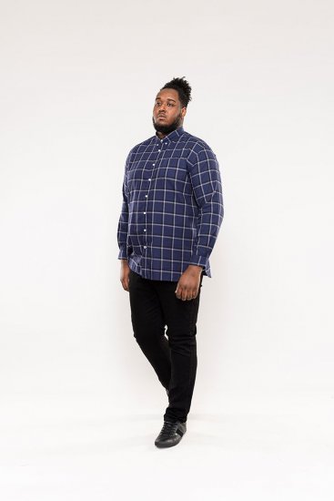 D555 Townsville Check Button Down Collar Shirt Navy - Skjorter - Store skjorter - 2XL-8XL