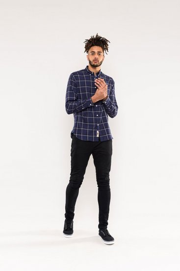 D555 Townsville Check Button Down Collar Shirt Navy - Skjorter - Store skjorter - 2XL-8XL