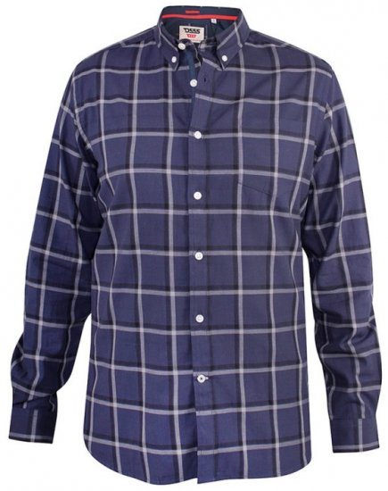 D555 Townsville Check Button Down Collar Shirt Navy - Skjorter - Store skjorter - 2XL-8XL