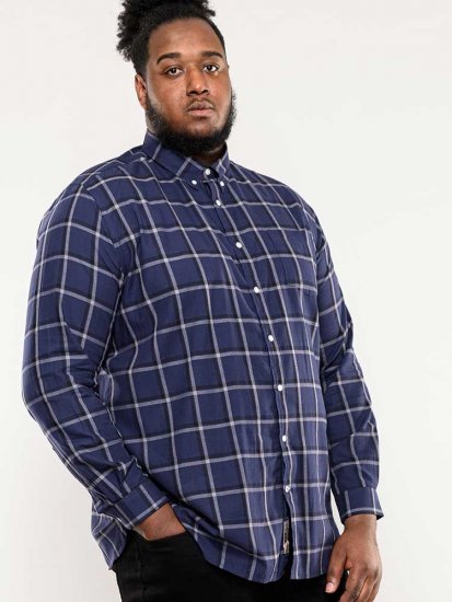 D555 Townsville Check Button Down Collar Shirt Navy - Skjorter - Store skjorter - 2XL-8XL