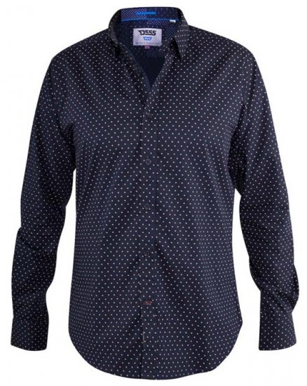 D555 Adelaide Long Sleeve Printed Shirt Navy - Skjorter - Store skjorter - 2XL-8XL