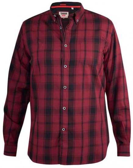 D555 Benalla Check Long Sleeve Button Down Shirt - Skjorter - Store skjorter - 2XL-8XL
