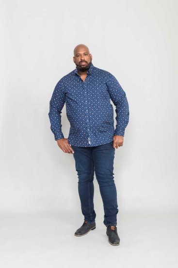 D555 Edmund AOP Shirt Navy - Skjorter - Store skjorter - 2XL-8XL