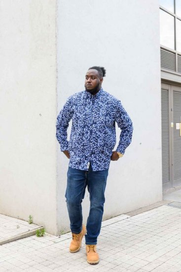 D555 Harrow AOP Shirt Blue - Skjorter - Store skjorter - 2XL-8XL