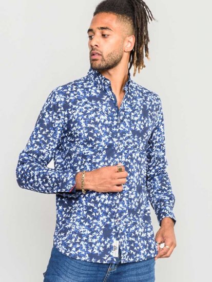 D555 Harrow AOP Shirt Blue - Skjorter - Store skjorter - 2XL-8XL
