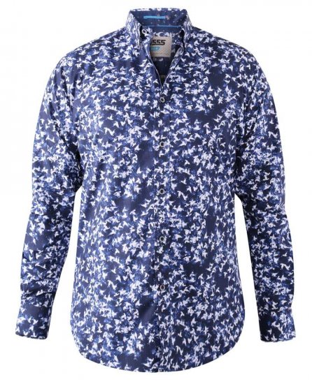 D555 Harrow AOP Shirt Blue - Skjorter - Store skjorter - 2XL-8XL