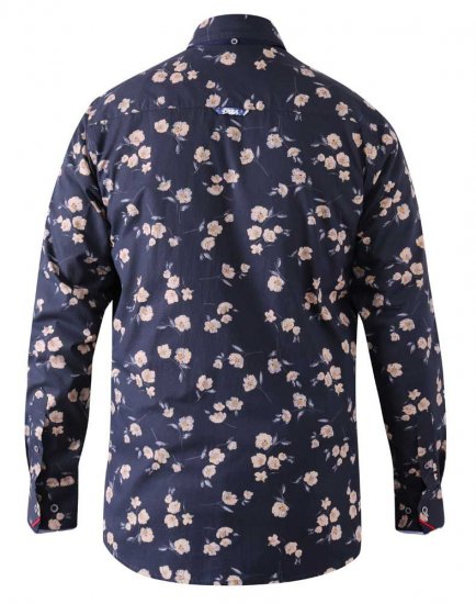 D555 Rooksey Floral Print Shirt Navy - Skjorter - Store skjorter - 2XL-8XL