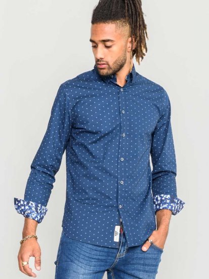 D555 Chilton LS Shirt Navy - Skjorter - Store skjorter - 2XL-8XL