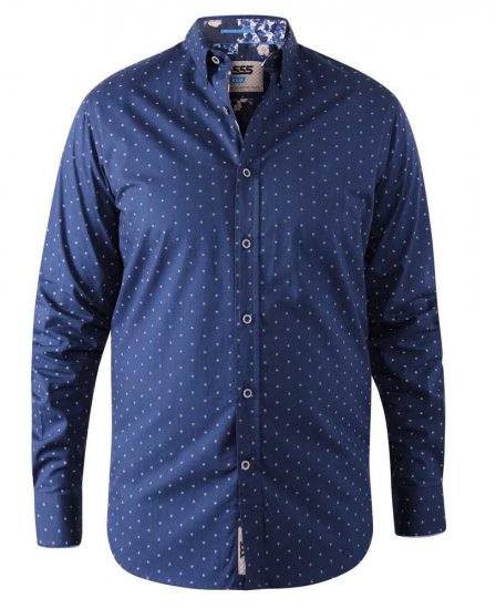 D555 Chilton LS Shirt Navy - Skjorter - Store skjorter - 2XL-8XL