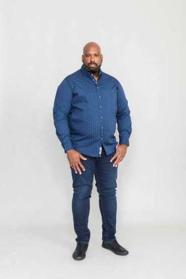 D555 Chilton LS Shirt Navy - Skjorter - Store skjorter - 2XL-8XL