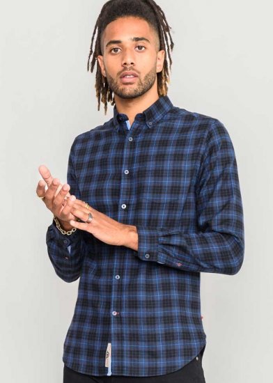 D555 Dovercourt Flannel Check Shirt Blue and Black - Skjorter - Store skjorter - 2XL-8XL