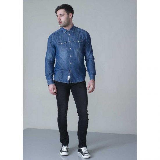 D555 Adcock Long Sleeve Vintage Denim Shirt - Skjorter - Store skjorter - 2XL-8XL