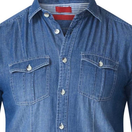 D555 Adcock Long Sleeve Vintage Denim Shirt - Skjorter - Store skjorter - 2XL-8XL