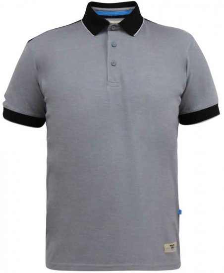 D555 Prinstead Pique Polo Shirt Grey - Polo- & Piqueskjorter - Poloskjorte i store størrelser - 2XL-8XL