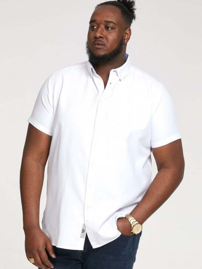 D555 James Short Sleeve Oxford Shirt White - Skjorter - Store skjorter - 2XL-8XL