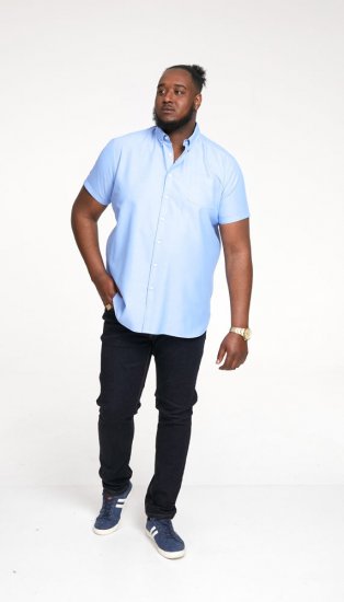 D555 James Short Sleeve Oxford Shirt Sky Blue - Skjorter - Store skjorter - 2XL-8XL