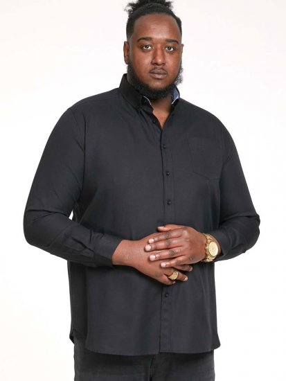 D555 Richard Long Sleeve Oxford Shirt Black - Skjorter - Store skjorter - 2XL-8XL