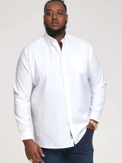 D555 Richard Long Sleeve Oxford Shirt White - Skjorter - Store skjorter - 2XL-8XL