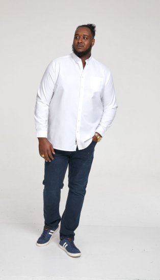 D555 Richard Long Sleeve Oxford Shirt White - Skjorter - Store skjorter - 2XL-8XL