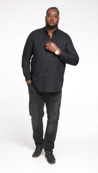 D555 Richard Long Sleeve Oxford Shirt Black - Skjorter - Store skjorter - 2XL-8XL