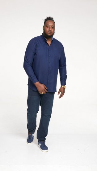 D555 Richard Long Sleeve Oxford Shirt Navy - Skjorter - Store skjorter - 2XL-8XL