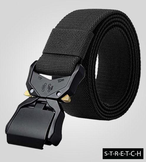 D555 Dale Tactical Stretch Webbing Belt with Heavy Duty Quick Release Buckle Black - Belter - Lange belter - W40-W70/2XL-8XL