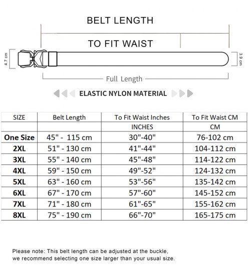 D555 Dale Tactical Stretch Webbing Belt with Heavy Duty Quick Release Buckle Black - Belter - Lange belter - W40-W70/2XL-8XL