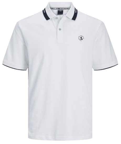 Jack & Jones JCOHASS LOGO Polo White - Polo- & piqueskjorter - Poloskjorte i store størrelser - 2XL-8XL