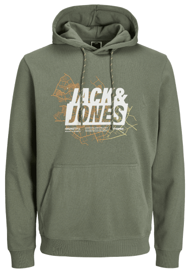 Jack & Jones JCOMAP LOGO SWEAT Hoodie Agave Green - Gensere og hettegensere - Store hettegensere - 2XL-14XL