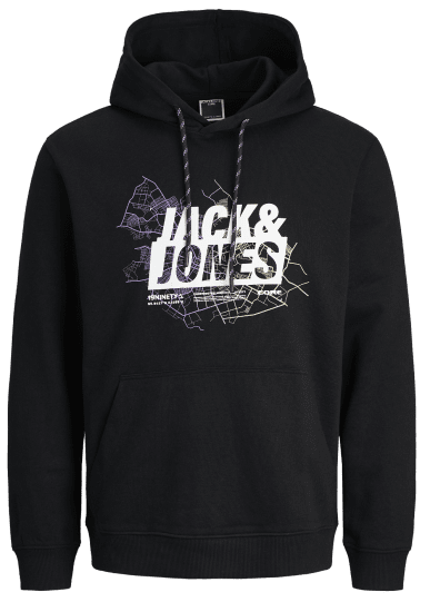 Jack & Jones JCOMAP LOGO SWEAT Hoodie Black - Gensere og hettegensere - Store hettegensere - 2XL-14XL
