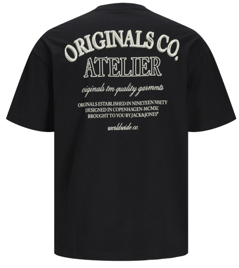 Jack & Jones JORSANTORINI BACK T-Shirt Black - T-skjorter - Store T-skjorter - 2XL-14XL
