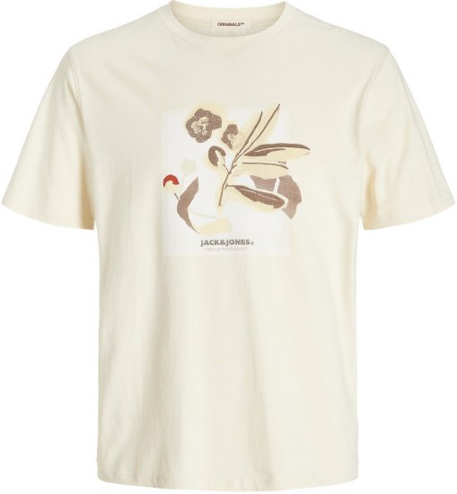 Jack & Jones Almeria Front Print Crew Neck T-Shirt Antique White - T-skjorter - Store T-skjorter - 2XL-14XL