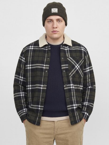Jack & Jones Zac Teddy Skjortejakke Grønn - Jakker - Store jakker - 2XL-12XL