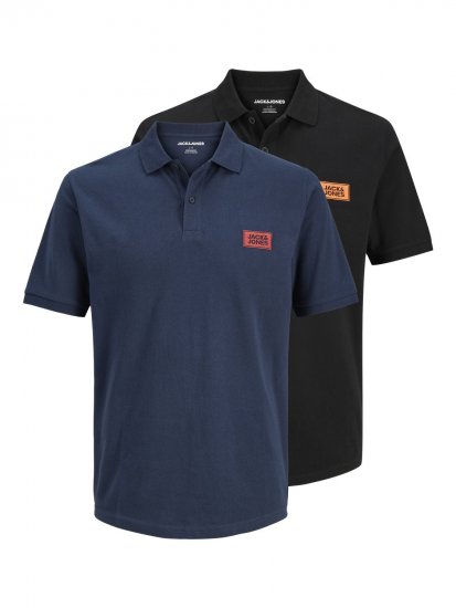 Jack & Jones Rush piketrøye 2-pakning svart/mørkeblå - Polo- & piqueskjorter - Poloskjorte i store størrelser - 2XL-8XL