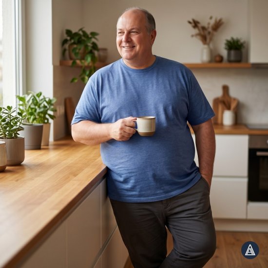 Adamo 129420 T-skjorte 2-pk Denimblå - T-skjorter - Store T-skjorter - 2XL-14XL