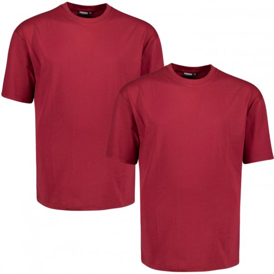 Adamo Marlon Comfort fit 2-pack T-shirt Burgundy - T-skjorter - Store T-skjorter - 2XL-14XL