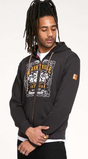 D555 KNEBWORTH Full Zip Hoody With Chest Print Black - Gensere og hettegensere - Store hettegensere - 2XL-14XL
