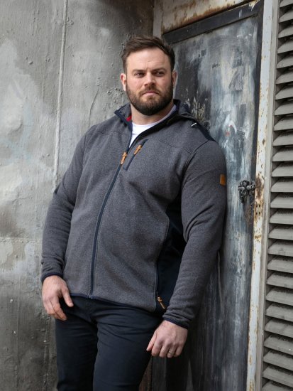 D555 Conrad Detachable Hood Bonded Fleece Zip Through Hoody TALL Mørkeblå - TALL gensere - TALL gensere for høye menn