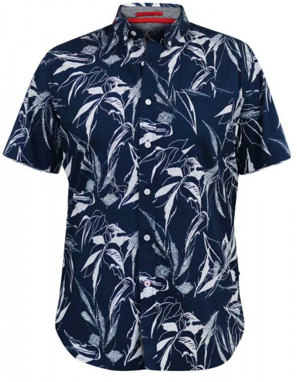 D555 FINLEY Hawaiian AO Print Shirt Navy - Skjorter - Store skjorter - 2XL-8XL